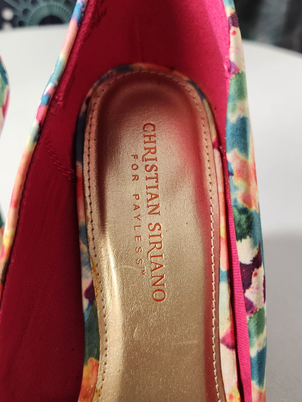 ⭐️Christian Siriano Floral Watercolor Peep Toe Stiletto Heels Pumps Vibrant 9.5 - Picture 6 of 16
